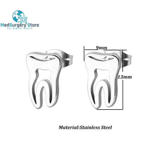 Minimalist Korean Fashion Earrings Punk Stainless Steel Dentist Tooth Stud Earrings for Women Doctor Nurse Accessories Aretes