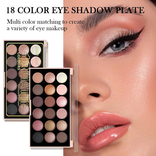 Paleta de sombras de ojos de 18 colores: nacarado, mate, brillo fino, brillo, tonos tierra, duradero, alto rendimientoMedSurgery Store For Digital HealthMedSurgery Store For Digital Health1005007578990724 - E1923 - 02E1923 - 02Paleta de sombras de ojos de 18 colores: nacarado, mate, brillo fino, brillo, tonos tierra, duradero, alto rendimiento