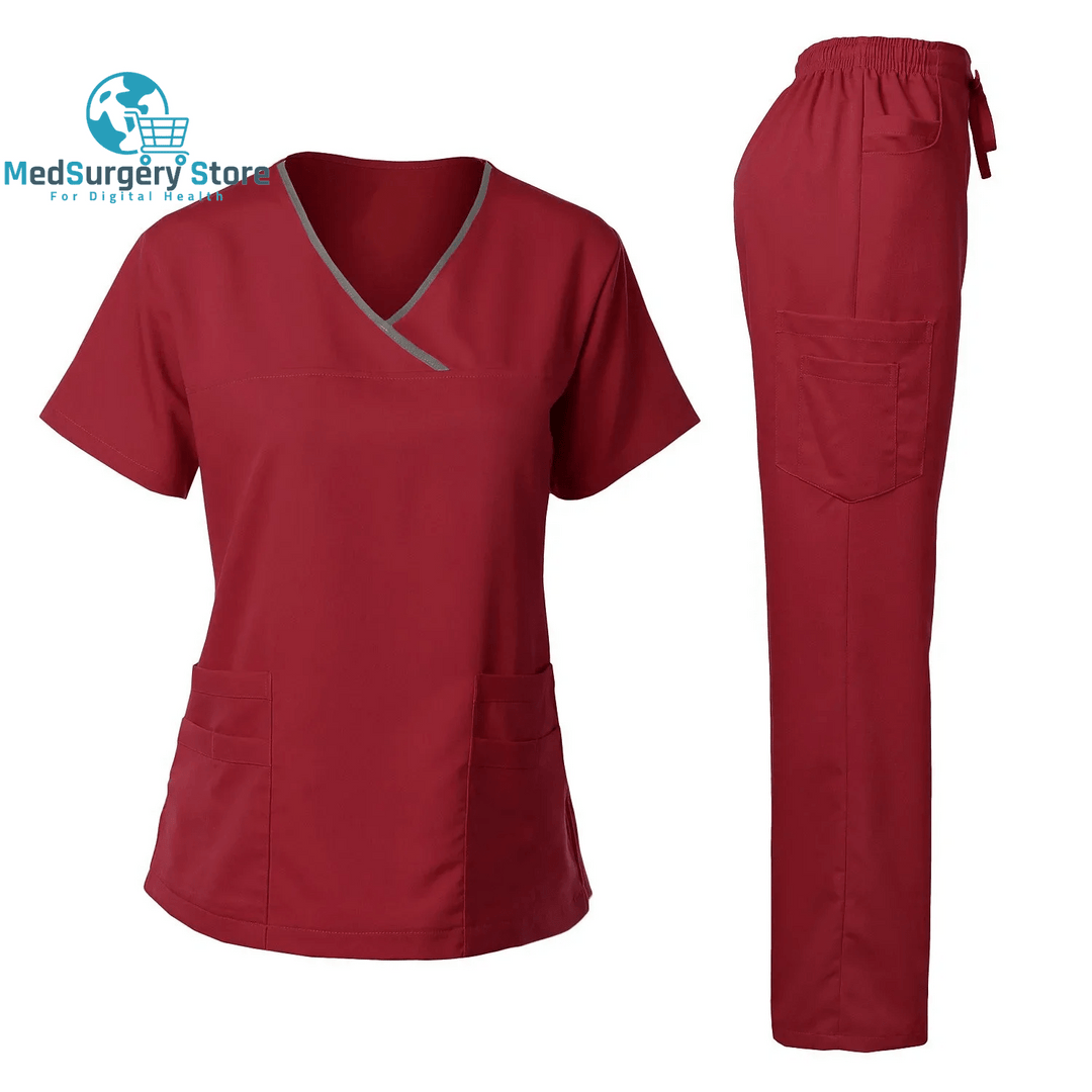 High Quality Surgical Uniform Woman Hospital Clinical Beauty Salon Spa Tops and Pants Medical Women Nursing Scrub Uniforms Sets