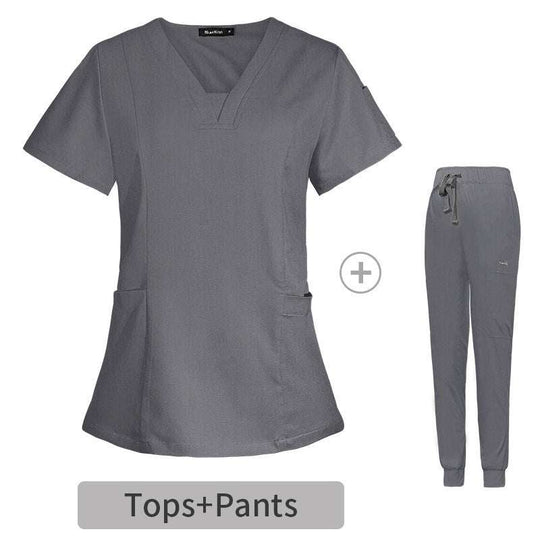 V - neck Split Surgical Gown Suit Female Short - sleeved NurseApparel & AccessoriesCJdropshippingMedSurgery Store For Digital HealthCJTZ153517222VEGreyXSV - neck Split Surgical Gown Suit Female Short - sleeved Nurse