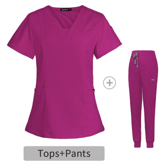 V - neck Split Surgical Gown Suit Female Short - sleeved NurseApparel & AccessoriesCJdropshippingMedSurgery Store For Digital HealthCJTZ153517236JQRose RedXSV - neck Split Surgical Gown Suit Female Short - sleeved Nurse