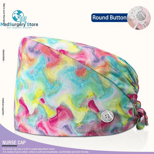 Wholesale Unisex Scrubs Cap Adjustable Cotton Printing Surgical Hats Nurse Uniform Accessories Hospital Beauty Store Work Caps