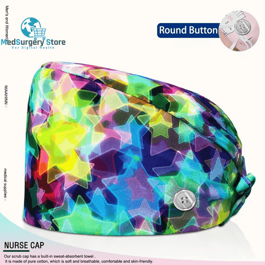 Wholesale Unisex Scrubs Cap Adjustable Cotton Printing Surgical Hats Nurse Uniform Accessories Hospital Beauty Store Work Caps