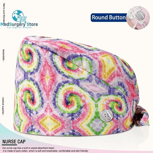 Wholesale Unisex Scrubs Cap Adjustable Cotton Printing Surgical Hats Nurse Uniform Accessories Hospital Beauty Store Work Caps