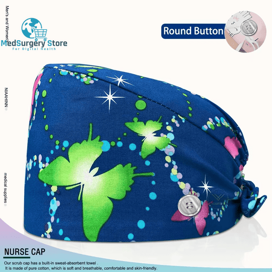 Wholesale Unisex Scrubs Cap Adjustable Cotton Printing Surgical Hats Nurse Uniform Accessories Hospital Beauty Store Work Caps