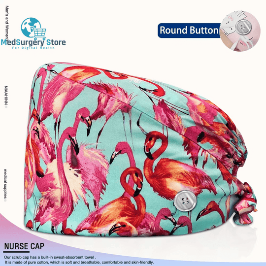 Wholesale Unisex Scrubs Cap Adjustable Cotton Printing Surgical Hats Nurse Uniform Accessories Hospital Beauty Store Work Caps