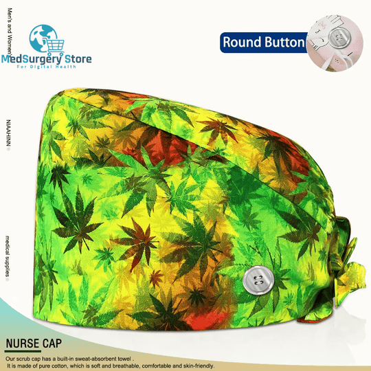 Wholesale Unisex Scrubs Cap Adjustable Cotton Printing Surgical Hats Nurse Uniform Accessories Hospital Beauty Store Work Caps