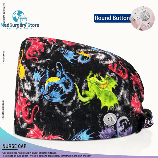 Wholesale Unisex Scrubs Cap Adjustable Cotton Printing Surgical Hats Nurse Uniform Accessories Hospital Beauty Store Work Caps