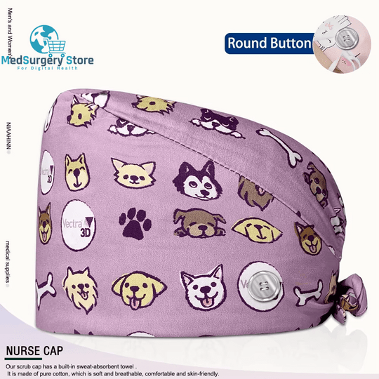 Wholesale Unisex Scrubs Cap Adjustable Cotton Printing Surgical Hats Nurse Uniform Accessories Hospital Beauty Store Work Caps