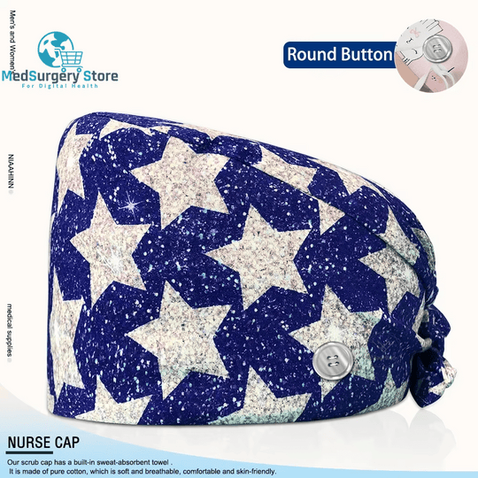 Wholesale Unisex Scrubs Cap Adjustable Cotton Printing Surgical Hats Nurse Uniform Accessories Hospital Beauty Store Work Caps