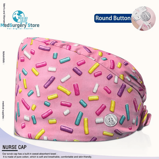 Wholesale Unisex Scrubs Cap Adjustable Cotton Printing Surgical Hats Nurse Uniform Accessories Hospital Beauty Store Work Caps