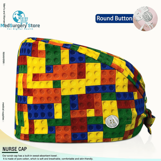 Wholesale Unisex Scrubs Cap Adjustable Cotton Printing Surgical Hats Nurse Uniform Accessories Hospital Beauty Store Work Caps