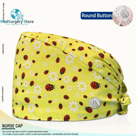 Wholesale Unisex Scrubs Cap Adjustable Cotton Printing Surgical Hats Nurse Uniform Accessories Hospital Beauty Store Work Caps