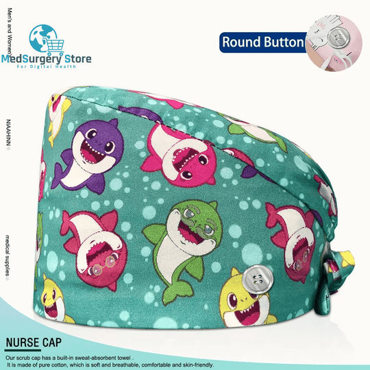 Wholesale Unisex Scrubs Cap Adjustable Cotton Printing Surgical Hats Nurse Uniform Accessories Hospital Beauty Store Work Caps
