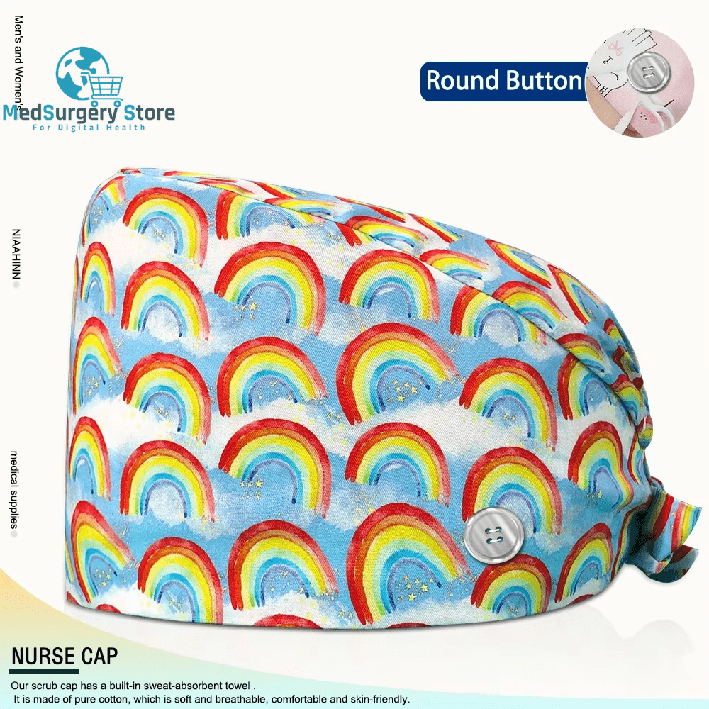 Wholesale Unisex Scrubs Cap Adjustable Cotton Printing Surgical Hats Nurse Uniform Accessories Hospital Beauty Store Work Caps