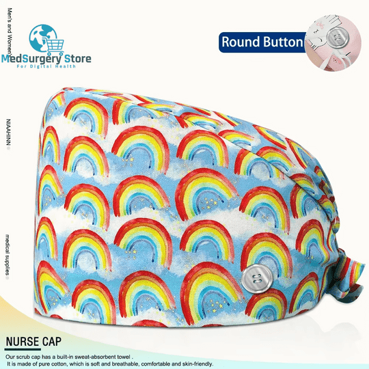 Wholesale Unisex Scrubs Cap Adjustable Cotton Printing Surgical Hats Nurse Uniform Accessories Hospital Beauty Store Work Caps