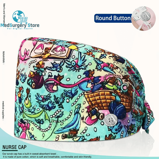 Wholesale Unisex Scrubs Cap Adjustable Cotton Printing Surgical Hats Nurse Uniform Accessories Hospital Beauty Store Work Caps
