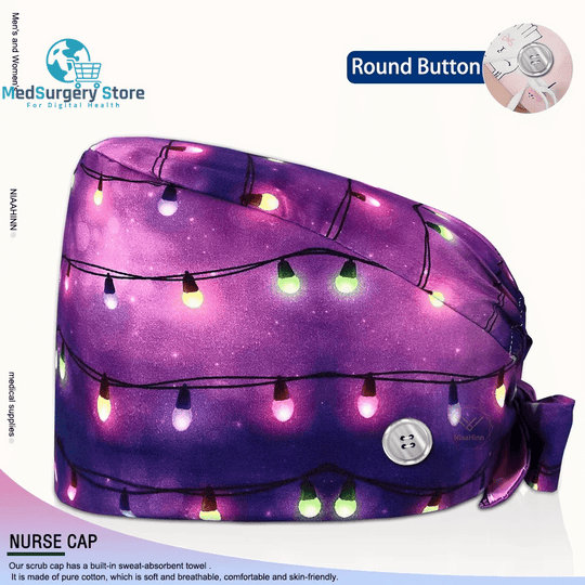 Wholesale Unisex Scrubs Cap Adjustable Cotton Printing Surgical Hats Nurse Uniform Accessories Hospital Beauty Store Work Caps
