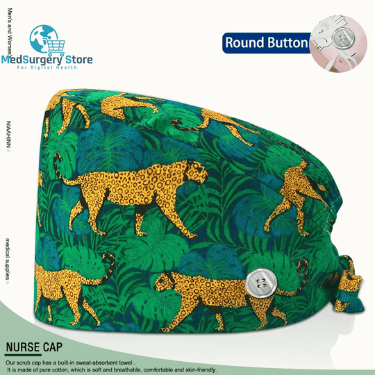 Wholesale Unisex Scrubs Cap Adjustable Cotton Printing Surgical Hats Nurse Uniform Accessories Hospital Beauty Store Work Caps