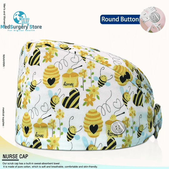 Wholesale Unisex Scrubs Cap Adjustable Cotton Printing Surgical Hats Nurse Uniform Accessories Hospital Beauty Store Work Caps
