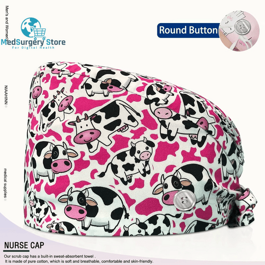 Wholesale Unisex Scrubs Cap Adjustable Cotton Printing Surgical Hats Nurse Uniform Accessories Hospital Beauty Store Work Caps