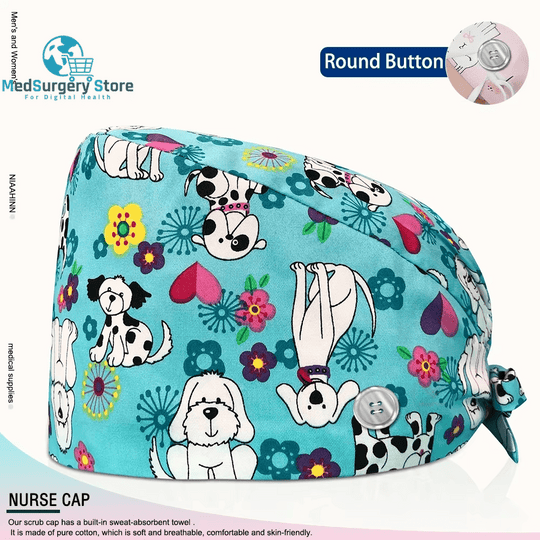 Wholesale Unisex Scrubs Cap Adjustable Cotton Printing Surgical Hats Nurse Uniform Accessories Hospital Beauty Store Work Caps