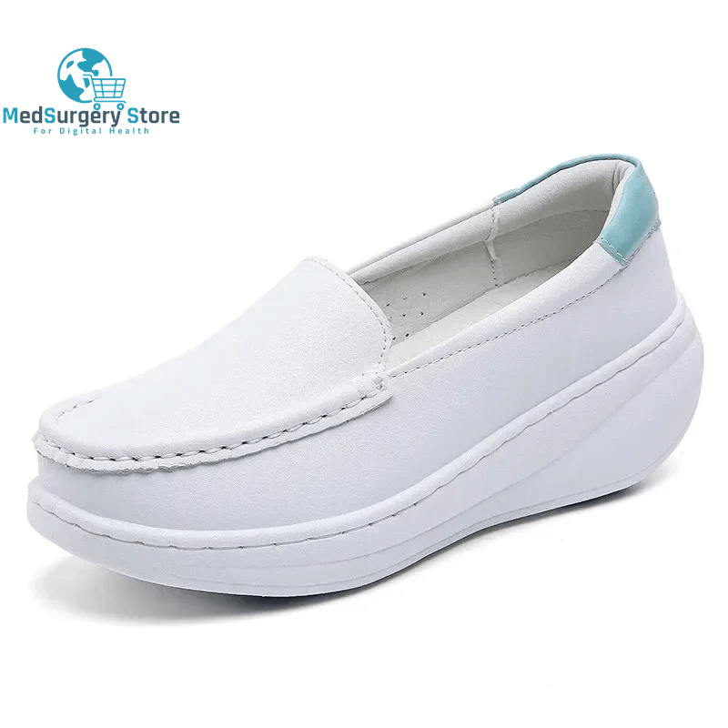 YAERNI Working Women'S Shoes Increased Muffin Shallow Mouth Breathable White Shoes Casual Korean Leather Nurse Shoes Zapatillas